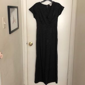 Black flutter sleeve pants romper
